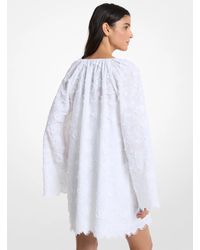 Michael Kors Floral Embroidered Hemp Mini Dress in White | Lyst UK