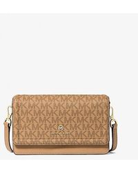 Michael Kors - Jet Set Leather And Signature Logo Convertible Crossbody Bag - Lyst