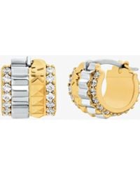 Michael Kors - Pavé Two-Tone Fluted Huggie Earrings - Lyst