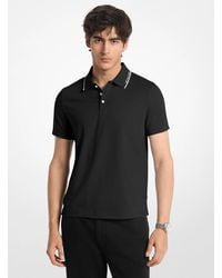 Michael Kors - Mk Logo Trim Cotton Jersey Polo Shirt - Lyst