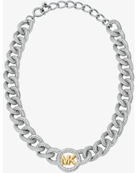 Michael Kors - Pavé Logo Curb-Link Necklace - Lyst
