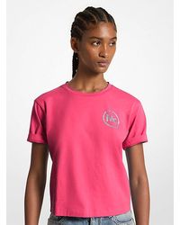 Michael Kors - Embellished Logo Organic Cotton T-Shirt - Lyst