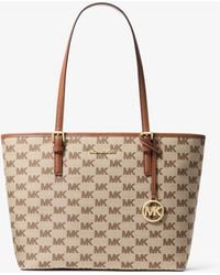 Michael Kors Outlet - Mk Jet Set Medium Logo Jacquard Tote Bag - Lyst