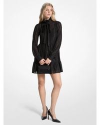 MICHAEL Michael Kors - Mk Metallic Clip Jacquard Tie-Neck Dress - Lyst