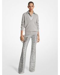 Michael Kors - Mk Sequined Stretch Tulle Flared Trousers - Lyst