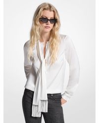 MICHAEL Michael Kors - Mkblusa De Satén Con Flecos Y Cuello Con Lazada - Lyst