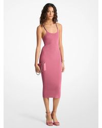 MICHAEL Michael Kors - Mk Ribbed Chain-Strap Midi Dress - Lyst