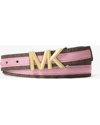 MICHAEL Michael Kors - Mk Signature Logo And Leather Belt - Lyst