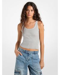 MICHAEL Michael Kors - Mk Ribbed Viscose Blend Cropped Tank Top - Lyst