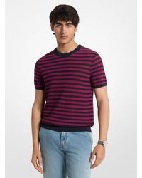 Michael Kors - Mk Pull À Manches Courtes En Maille De Coton À Rayures - Lyst