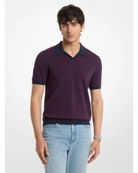 Michael Kors - Mk Textured Striped Cotton Polo Shirt - Lyst