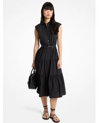 MICHAEL Michael Kors - Mk Belted Cotton Poplin Sleeveless Shirtdress - Lyst