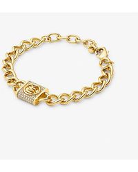 Michael Kors - Mk Precious Metal-Plated Brass Pavé Lock Curb Link Bracelet - Lyst