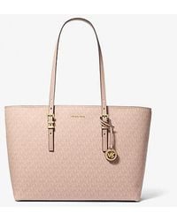 Michael Kors - Mk Quinn Large Signature Logo And Leather Tote Bag - Lyst