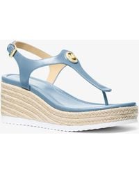 MICHAEL Michael Kors - Mk Val Leather Thong Wedge Sandal - Lyst