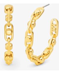 Michael Kors - Mk Astor Medium Precious Metal-Plated Brass Link Hoop Earrings - Lyst