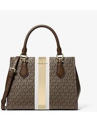 Michael Kors - Marilyn Medium Signature Logo Stripe Satchel - Lyst