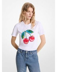 Michael Kors - Sequined Cherry Organic Cotton Jersey T-shirt - Lyst
