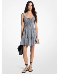 Michael Kors - Mk Gingham Smocked Cotton Mini Dress - Lyst