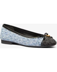 MICHAEL Michael Kors - Mk Piper Flex Signature Logo Print Denim Ballet Flat - Lyst