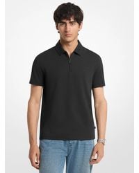 Michael Kors - Cotton Blend Piqué Zip-Up Polo Shirt - Lyst