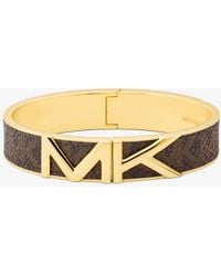 Michael Kors Mott Gold-tone Logo Bangle - Brown