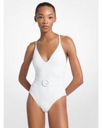 MICHAEL Michael Kors - Crossback Belted Swimsuit - Lyst