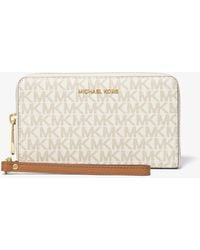 Michael Kors - Large Logo And Leather Wristlet - Lyst