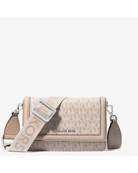 Michael Kors - Jet Set Small Signature Logo Print Woven Smartphone Crossbody Bag - Lyst