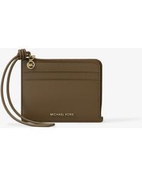 MICHAEL Michael Kors - Mk Jet Set Small Pebbled Leather Card Case Wristlet - Lyst