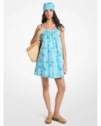 Michael Kors - Mk Floral Print Cotton Poplin Mini Dress - Lyst