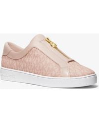 MICHAEL Michael Kors - Mk Keaton Signature Logo Zip-Up Trainers - Lyst