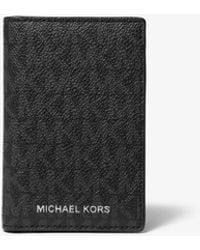 Michael Kors Porta carte di credito a libro Hudson con logo - Nero