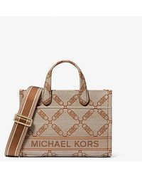 MICHAEL Michael Kors - Mk Gigi Small Empire Logo Jacquard Small Tote Bag - Lyst