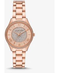 Michael Kors - Mini Lauryn Pavé Rose Gold-tone Watch - Lyst