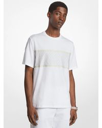 Michael Kors - Mk Signature Logo Striped Cotton T-Shirt - Lyst