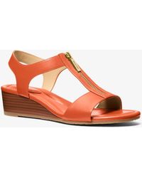 MICHAEL Michael Kors - Mk Berkley Leather Wedge Sandal - Lyst