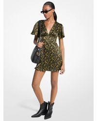 MICHAEL Michael Kors - Mk Floral Print Hammered Satin Dress - Lyst