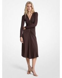 Michael Kors - Ruched Stretch Matte Jersey Dress - Lyst