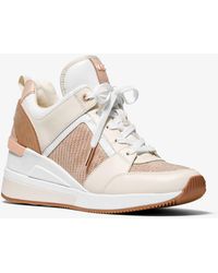 georgie leather and leopard glitter mesh trainer