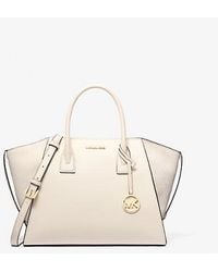 Michael Kors - Avril Large Leather And Suede Satchel - Lyst