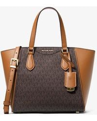 Michael Kors - Taryn Small Signature Logo And Leather Convertible Crossbody Bag - Lyst