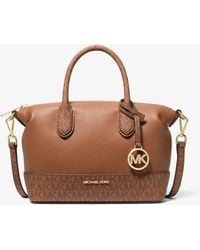 Michael Kors Outlet - Mk Hyde Small Pebbled And Signature Logo Satchel - Lyst