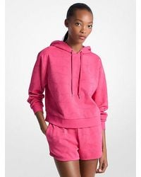 Michael Kors - Heart Embroidered Cotton Blend Hoodie - Lyst