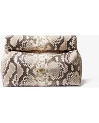 Michael Kors Leather Monogramme Python Embossed Lunch Bag Clutch 
