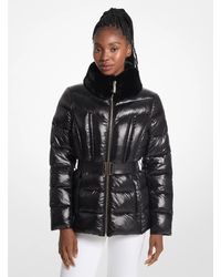 MICHAEL Michael Kors - Mk Packable Quilted Nylon And Faux Fur Trim Puffer Jacket - Lyst