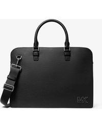 Michael Kors Hudson Slim Textured Leather Briefcase - Black