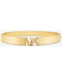Michael Kors 14k Gold-plated Brass Pavé Logo Bangle - Natural