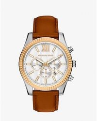 Michael Kors - Oversized Lexington Two-Tone And Leather Watch - Lyst