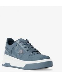 Michael Kors - Lexi Embellished Mixed-Media Sneaker - Lyst